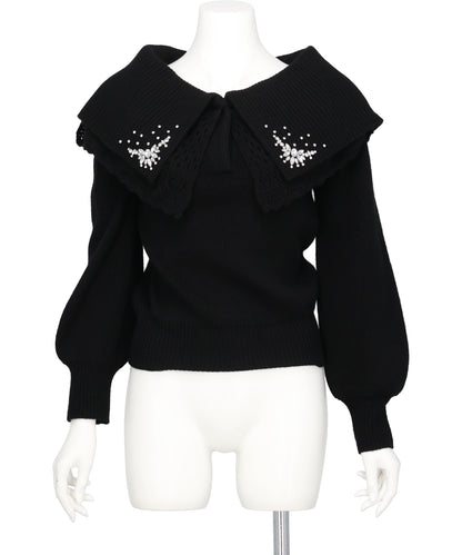 tanakadaisuke(タナカダイスケ) BIJOU TIARA OFF SHOULDER KNIT