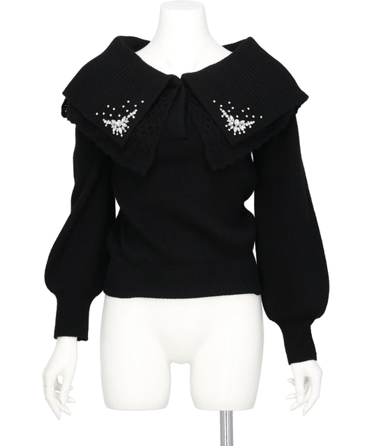 tanakadaisuke(タナカダイスケ) BIJOU TIARA OFF SHOULDER KNIT