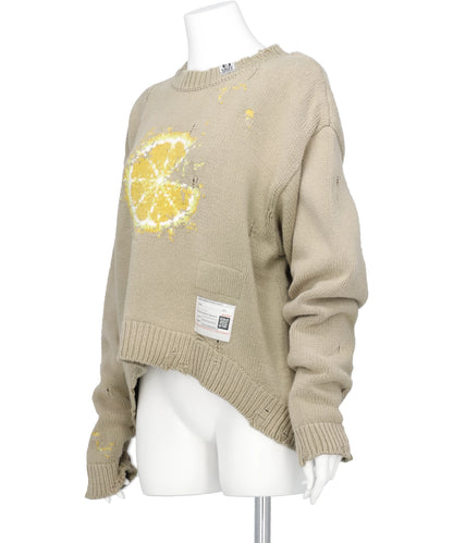 ORANGE JACQUARD KNIT PULLOVER