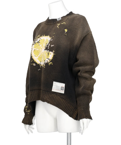 ORANGE JACQUARD KNIT PULLOVER