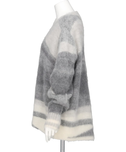 WOOL MOHAIR CREW NECK KNIT TOP