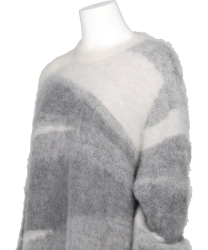 WOOL MOHAIR CREW NECK KNIT TOP