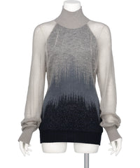 SHEER JACQUARD HIGH NECK KNIT TOP