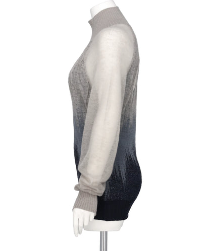 SHEER JACQUARD HIGH NECK KNIT TOP