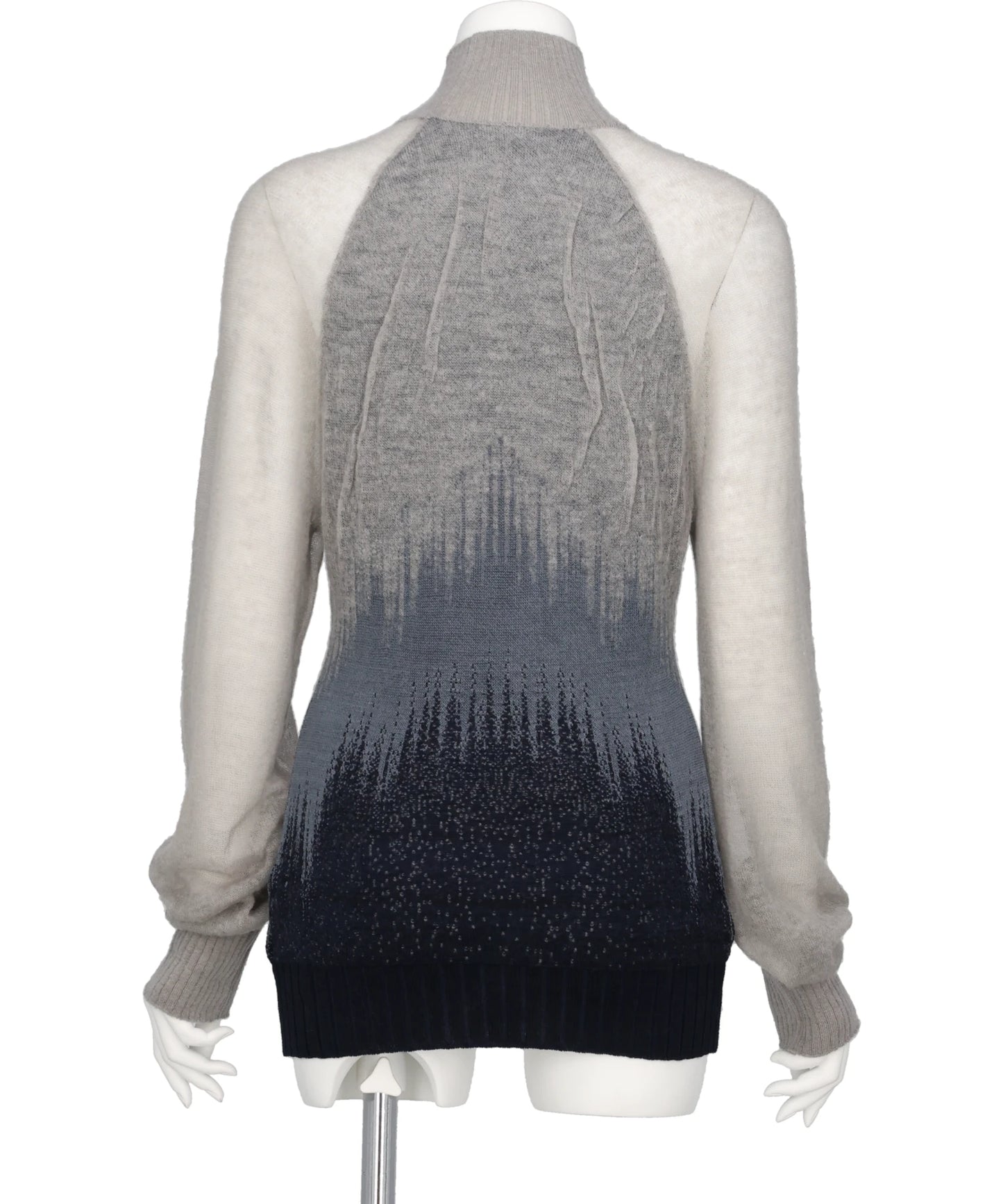 SHEER JACQUARD HIGH NECK KNIT TOP