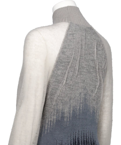 SHEER JACQUARD HIGH NECK KNIT TOP