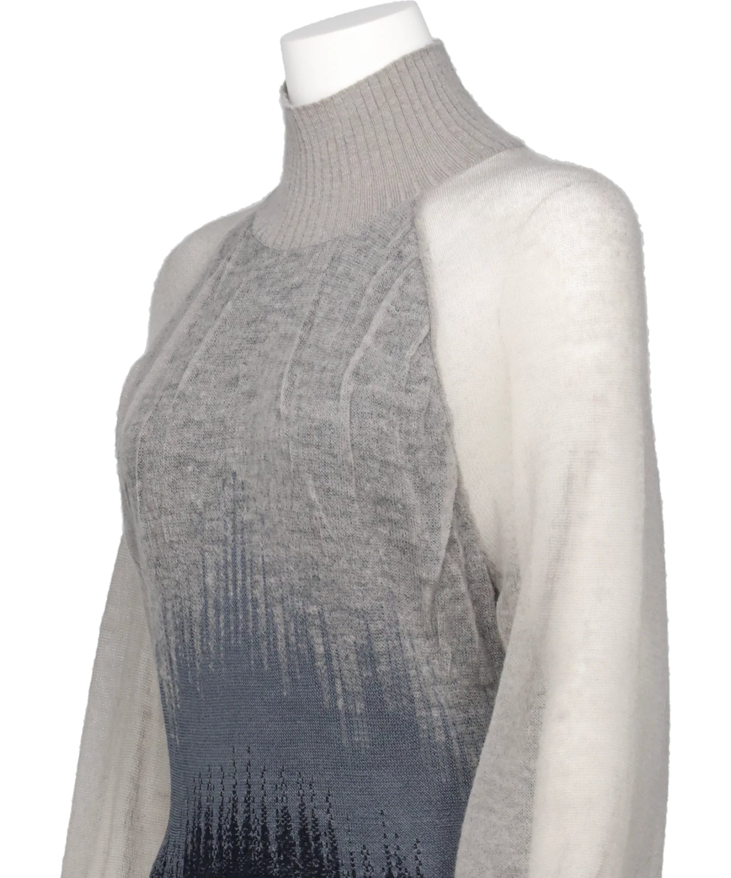 SHEER JACQUARD HIGH NECK KNIT TOP