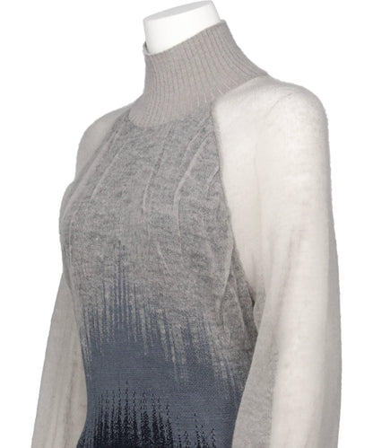 SHEER JACQUARD HIGH NECK KNIT TOP