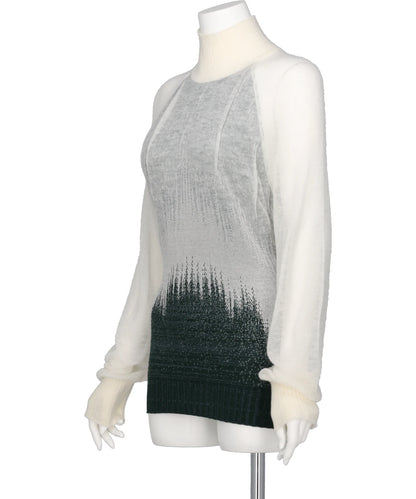 SHEER JACQUARD HIGH NECK KNIT TOP