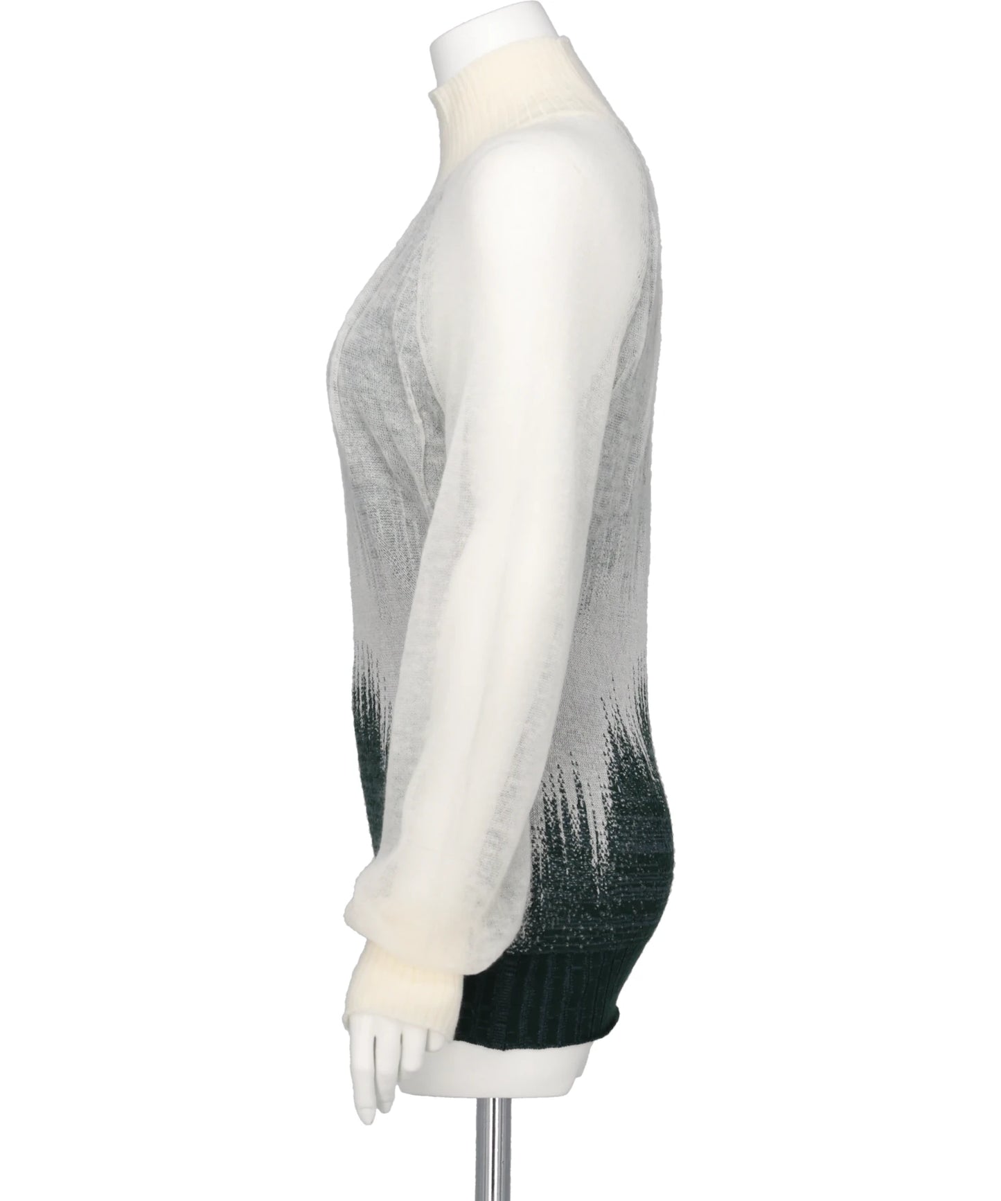 SHEER JACQUARD HIGH NECK KNIT TOP