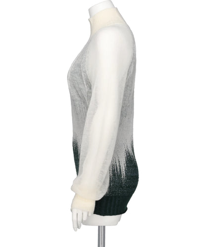 SHEER JACQUARD HIGH NECK KNIT TOP