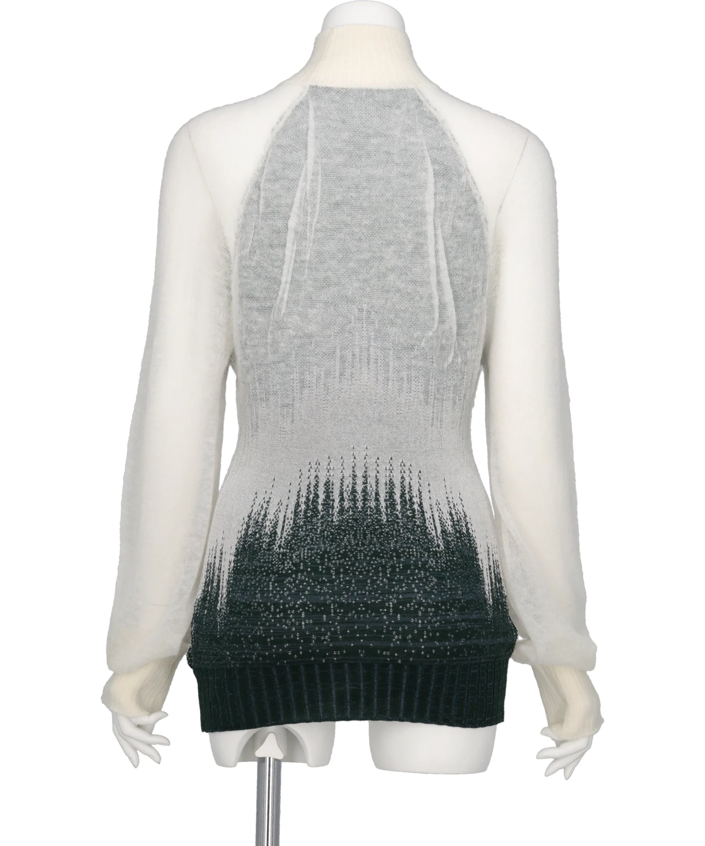 SHEER JACQUARD HIGH NECK KNIT TOP