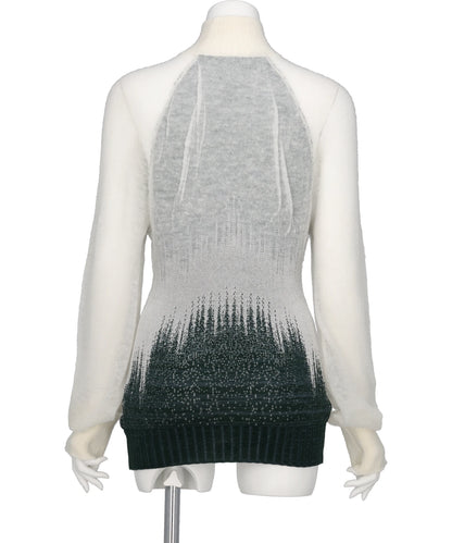 SHEER JACQUARD HIGH NECK KNIT TOP