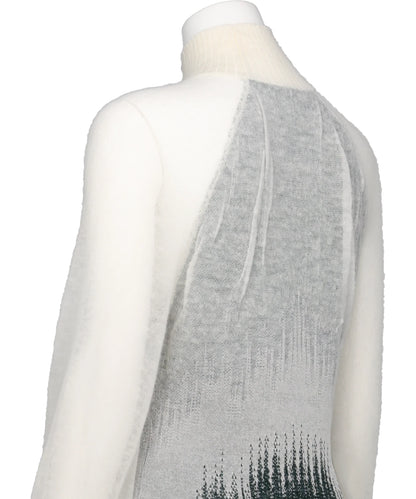SHEER JACQUARD HIGH NECK KNIT TOP
