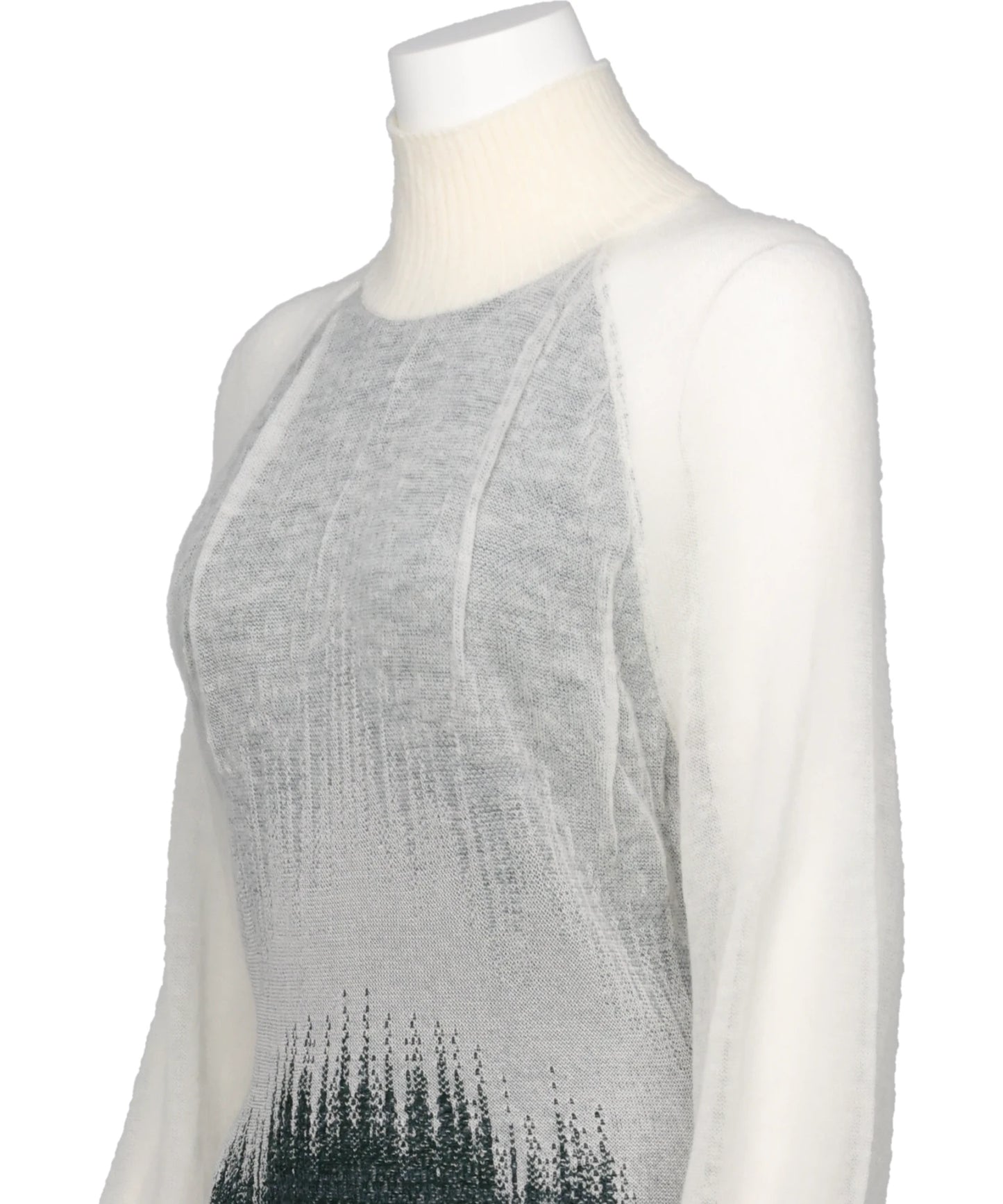 SHEER JACQUARD HIGH NECK KNIT TOP