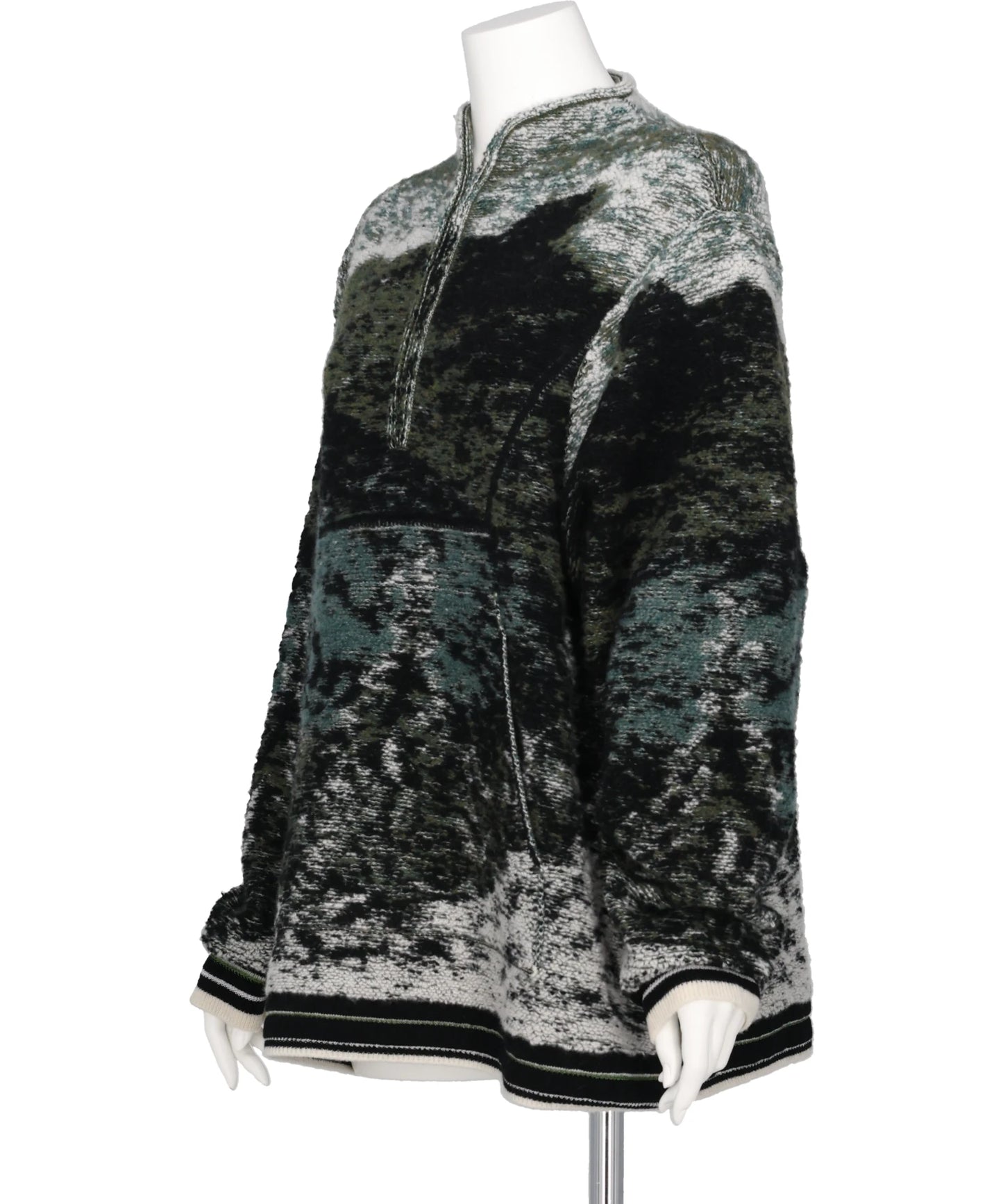 PILE JACQUARD HALF ZIP KNIT TOP