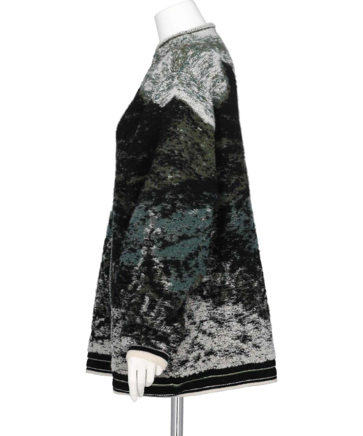 PILE JACQUARD HALF ZIP KNIT TOP