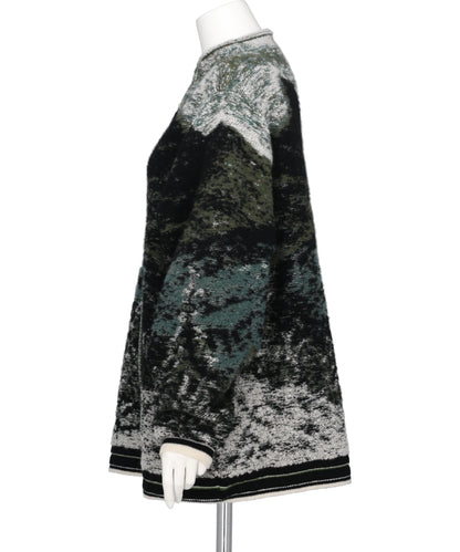 PILE JACQUARD HALF ZIP KNIT TOP