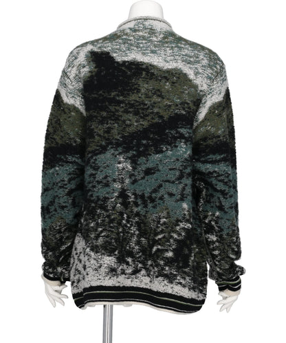 PILE JACQUARD HALF ZIP KNIT TOP