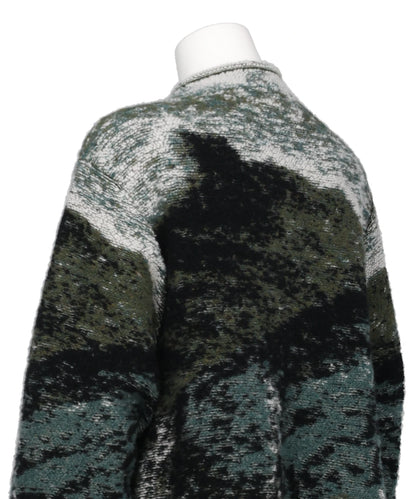 PILE JACQUARD HALF ZIP KNIT TOP