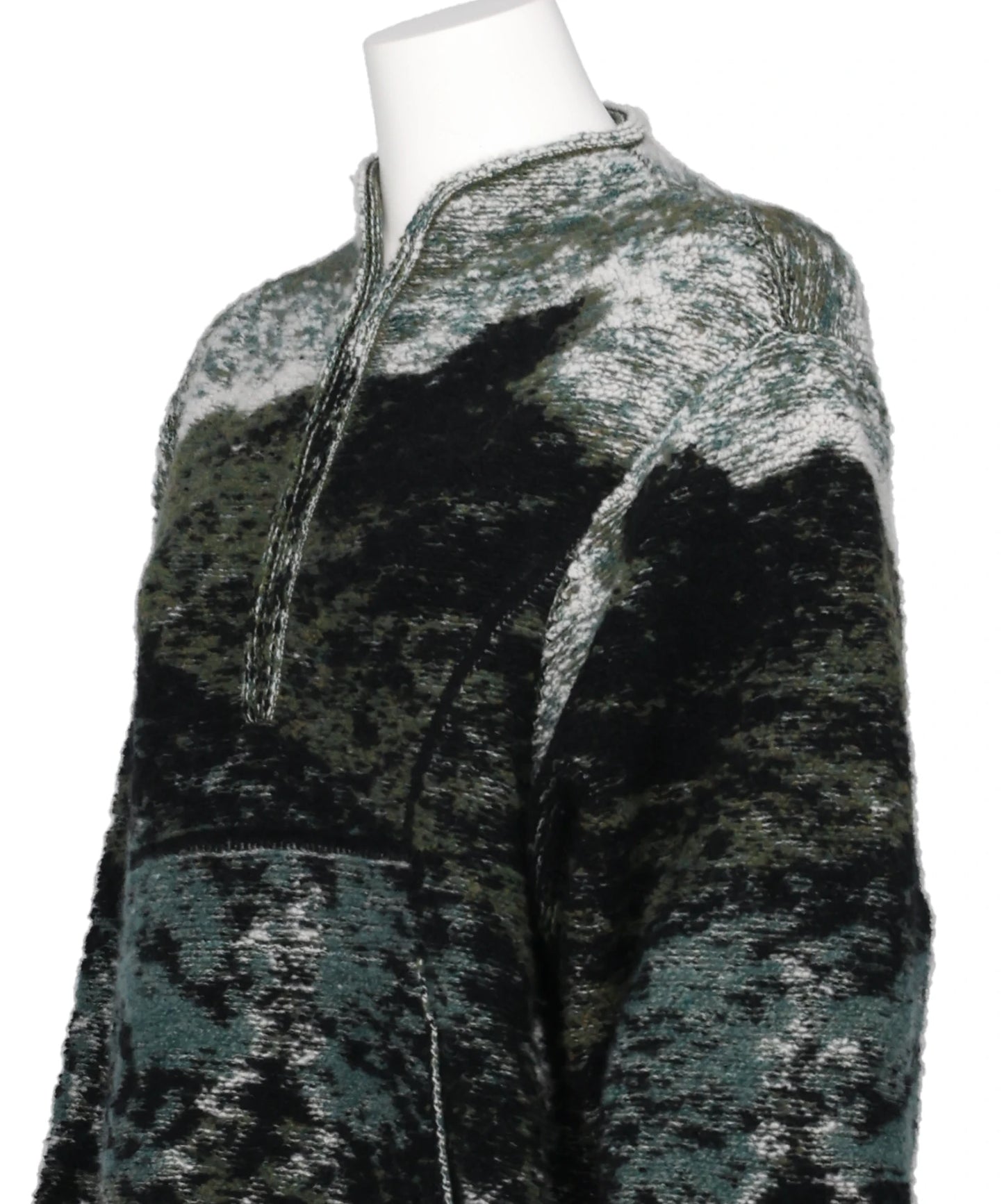 PILE JACQUARD HALF ZIP KNIT TOP