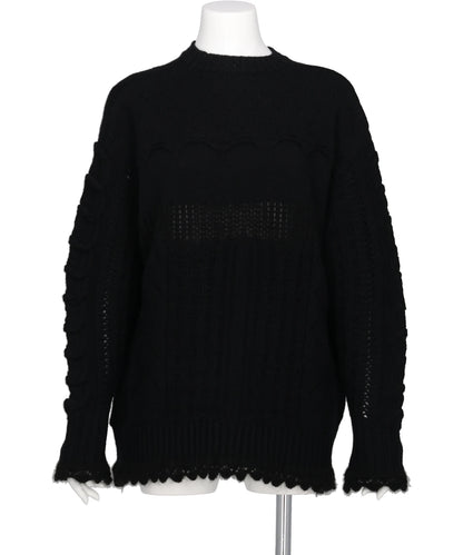 Mame Kurogouchi(マメクロゴウチ)	2026AW WOOL CABLE KNIT TOP　MM26FW-KN095