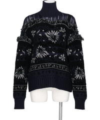 Mame Kurogouchi(マメクロゴウチ) 2026AW FLORAL ARABESQUE HIGH NECK KNIT TOP MM26FW-KN100