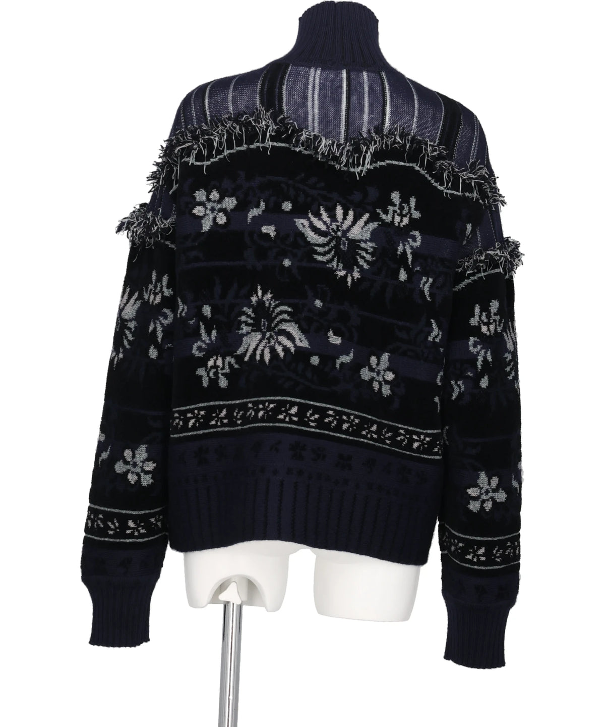 FLORAL ARABESQUE HIGH NECK KNIT TOP