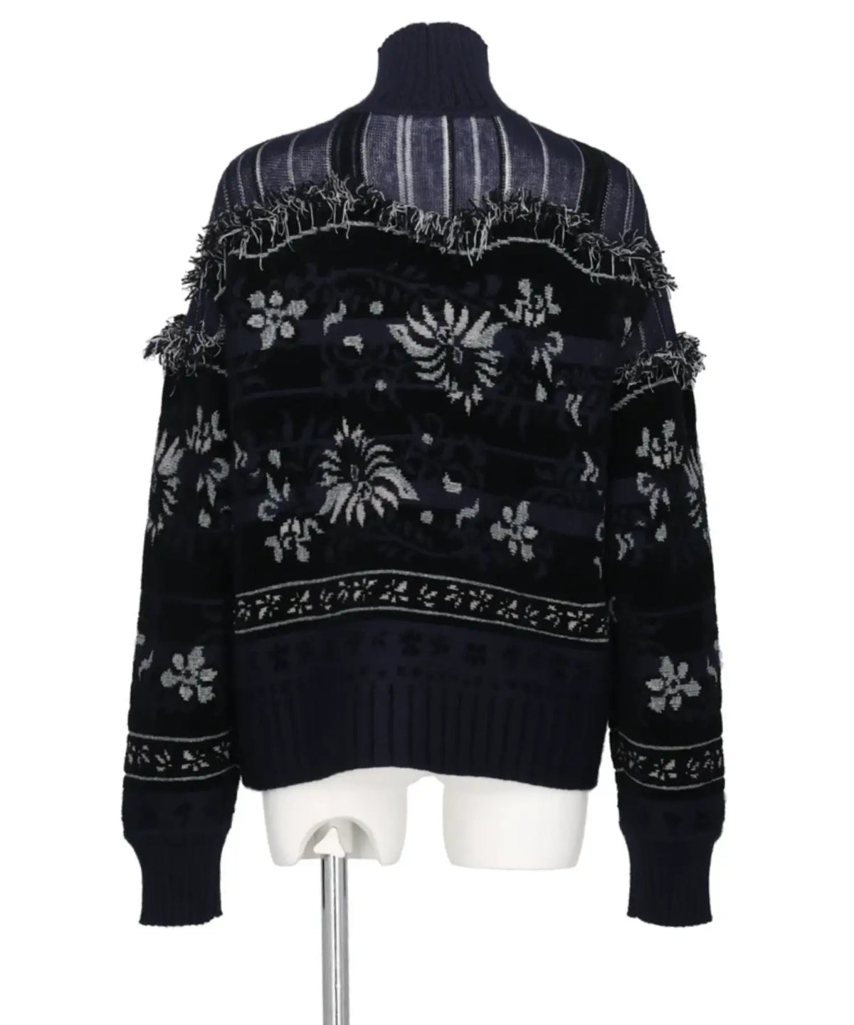 FLORAL ARABESQUE HIGH NECK KNIT TOP