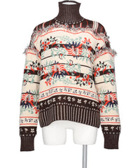 Mame Kurogouchi(マメクロゴウチ) 2026AW FLORAL ARABESQUE HIGH NECK KNIT TOP MM26FW-KN100