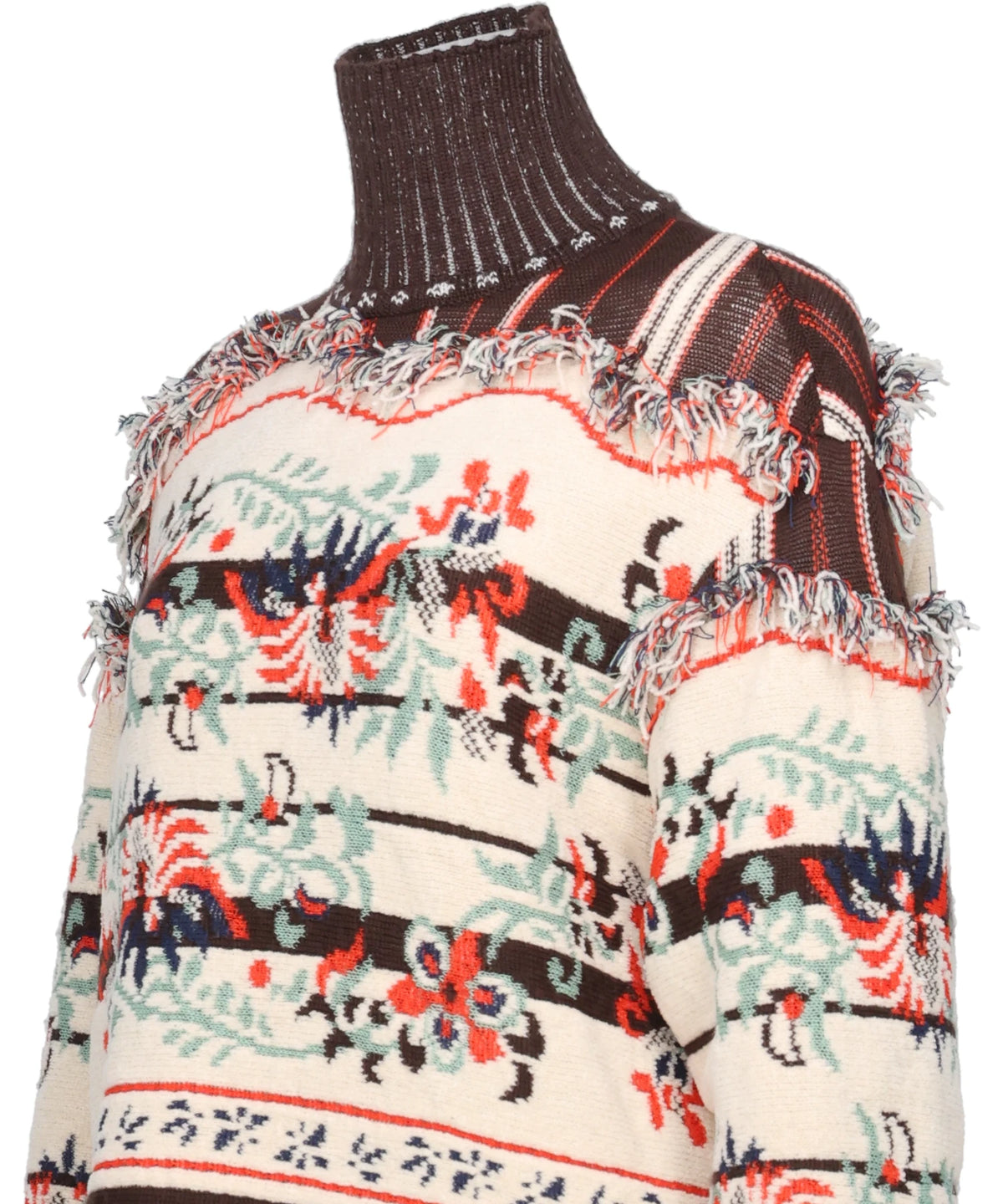 FLORAL ARABESQUE HIGH NECK KNIT TOP