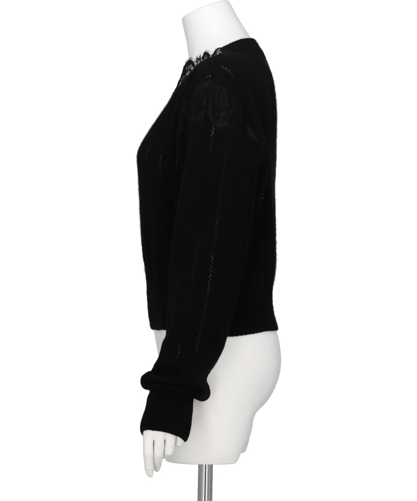 HAIRY LACE PANELED CROPPED PULLOVER