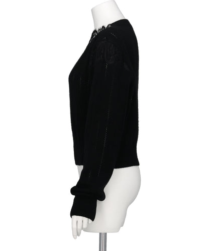 HAIRY LACE PANELED CROPPED PULLOVER