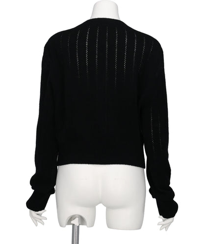HAIRY LACE PANELED CROPPED PULLOVER