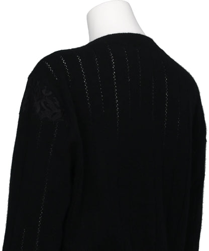 HAIRY LACE PANELED CROPPED PULLOVER