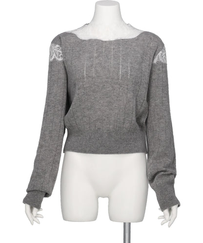 FETICO(フェティコ) 2026AW HAIRY LACE PANELED CROPPED PULLOVER FTC264-0706