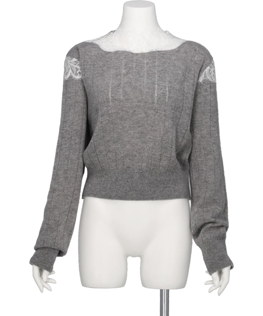 FETICO(フェティコ) 2026AW HAIRY LACE PANELED CROPPED PULLOVER FTC264-0706