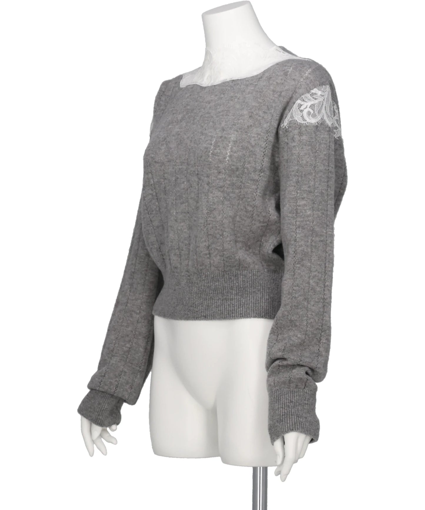 HAIRY LACE PANELED CROPPED PULLOVER