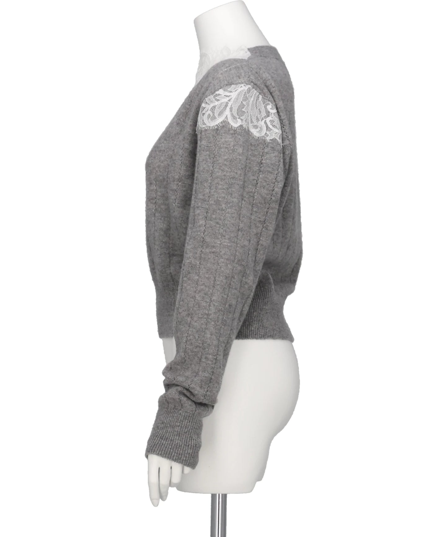HAIRY LACE PANELED CROPPED PULLOVER