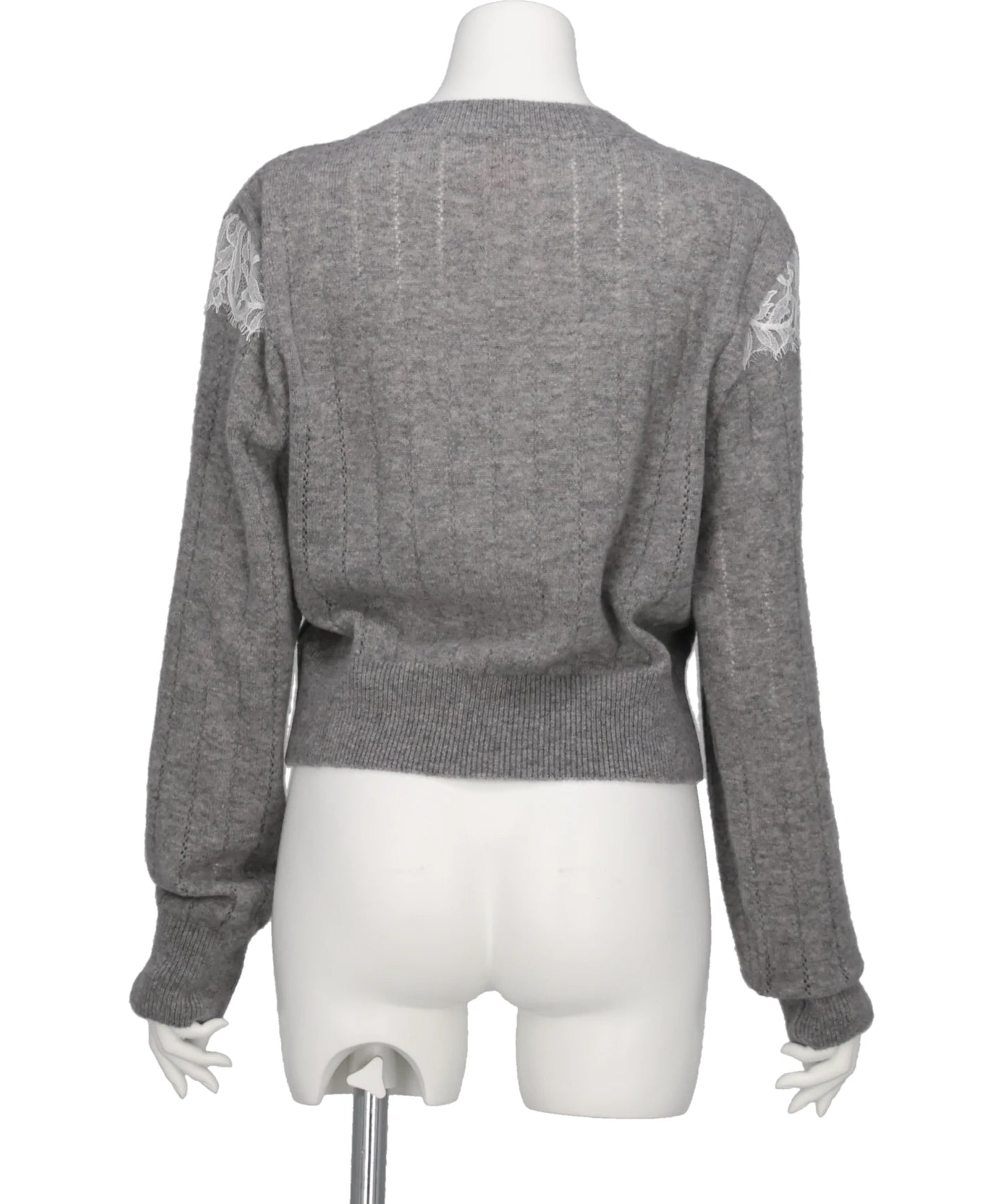 HAIRY LACE PANELED CROPPED PULLOVER