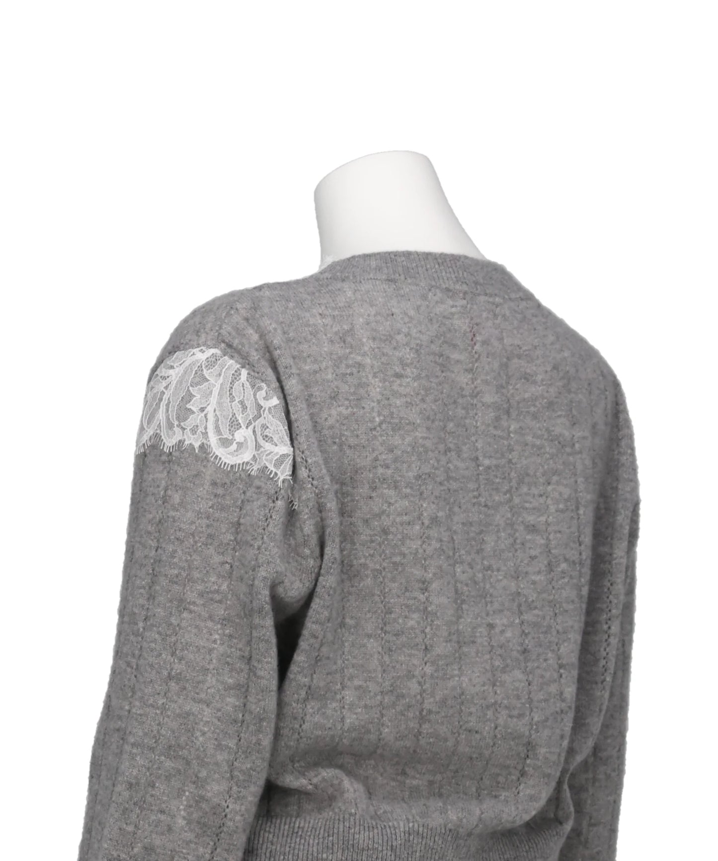 HAIRY LACE PANELED CROPPED PULLOVER