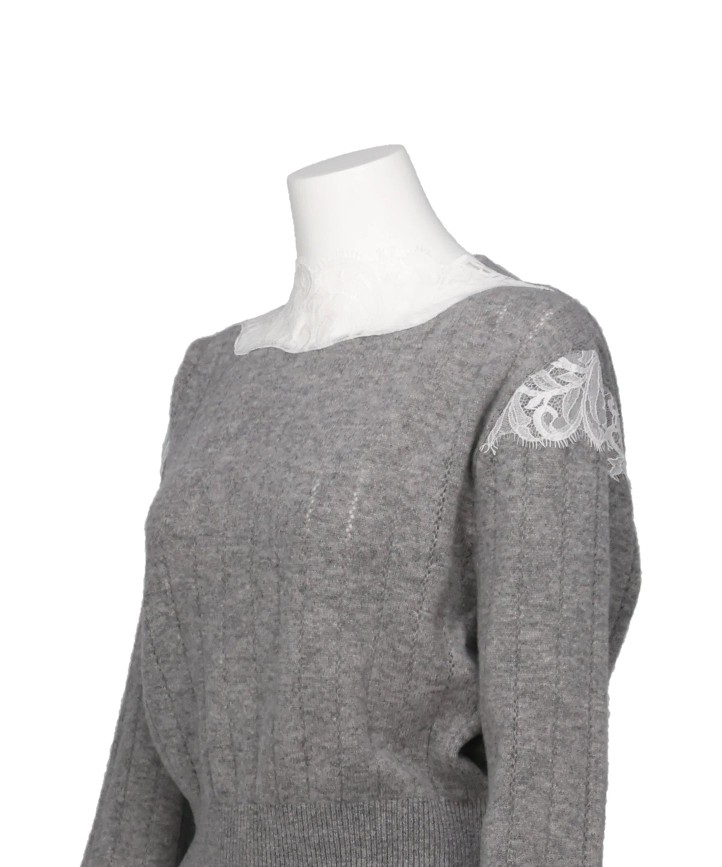 HAIRY LACE PANELED CROPPED PULLOVER