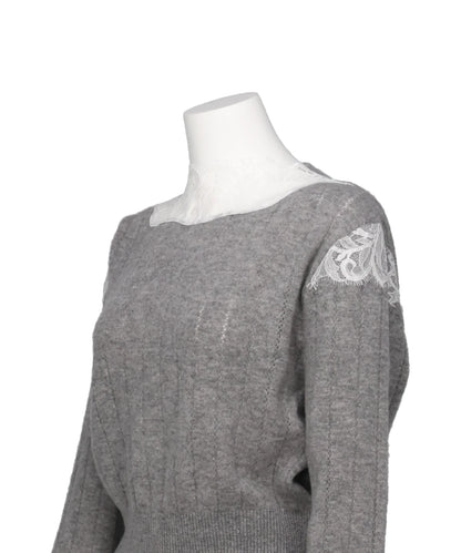 HAIRY LACE PANELED CROPPED PULLOVER