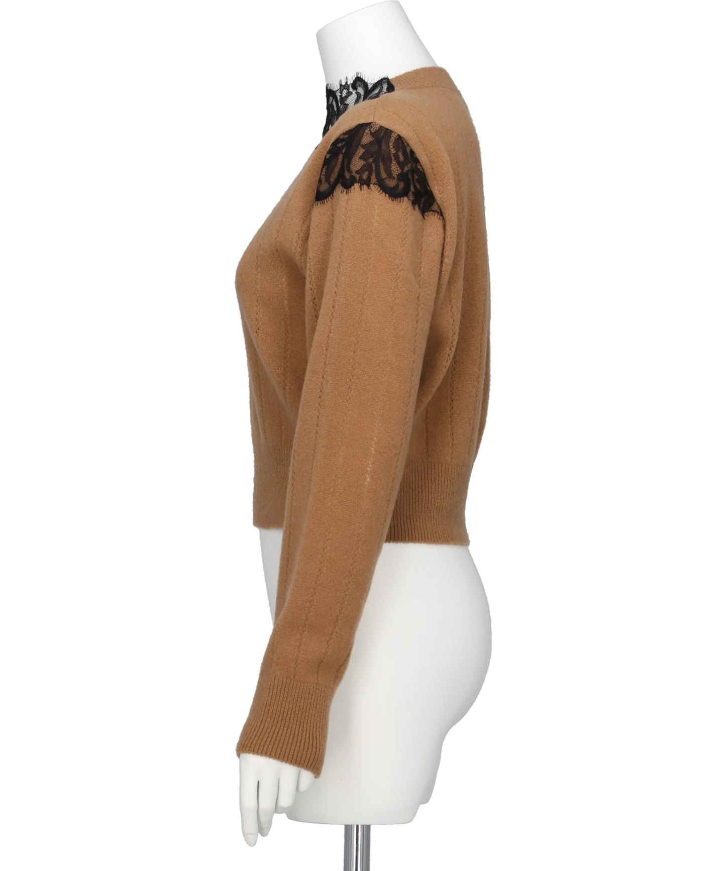 HAIRY LACE PANELED CROPPED PULLOVER