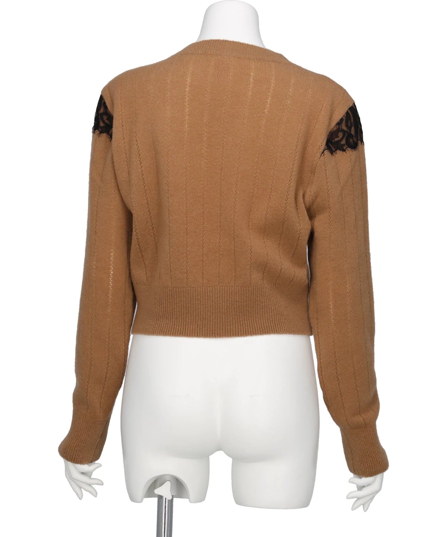 HAIRY LACE PANELED CROPPED PULLOVER