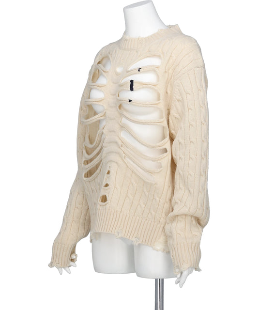 RIB CAGE CABLE KNIT PULLOVER