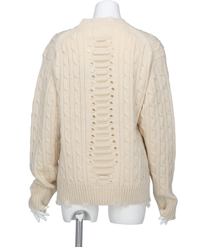 RIB CAGE CABLE KNIT PULLOVER