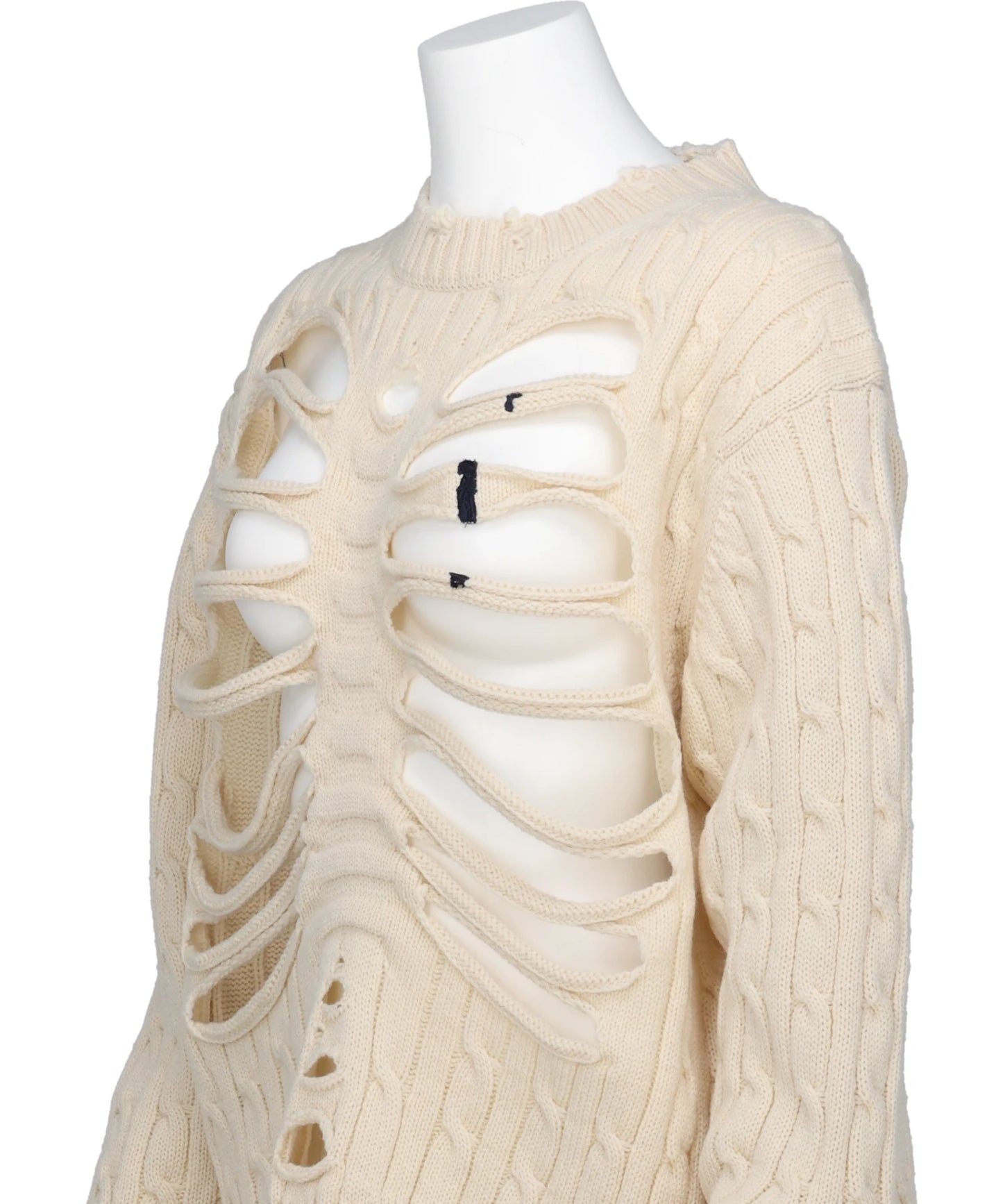 RIB CAGE CABLE KNIT PULLOVER