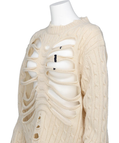 RIB CAGE CABLE KNIT PULLOVER