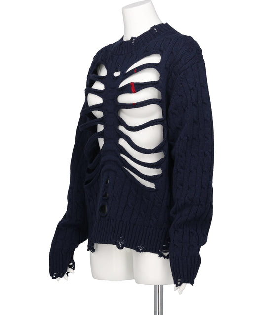 RIB CAGE CABLE KNIT PULLOVER